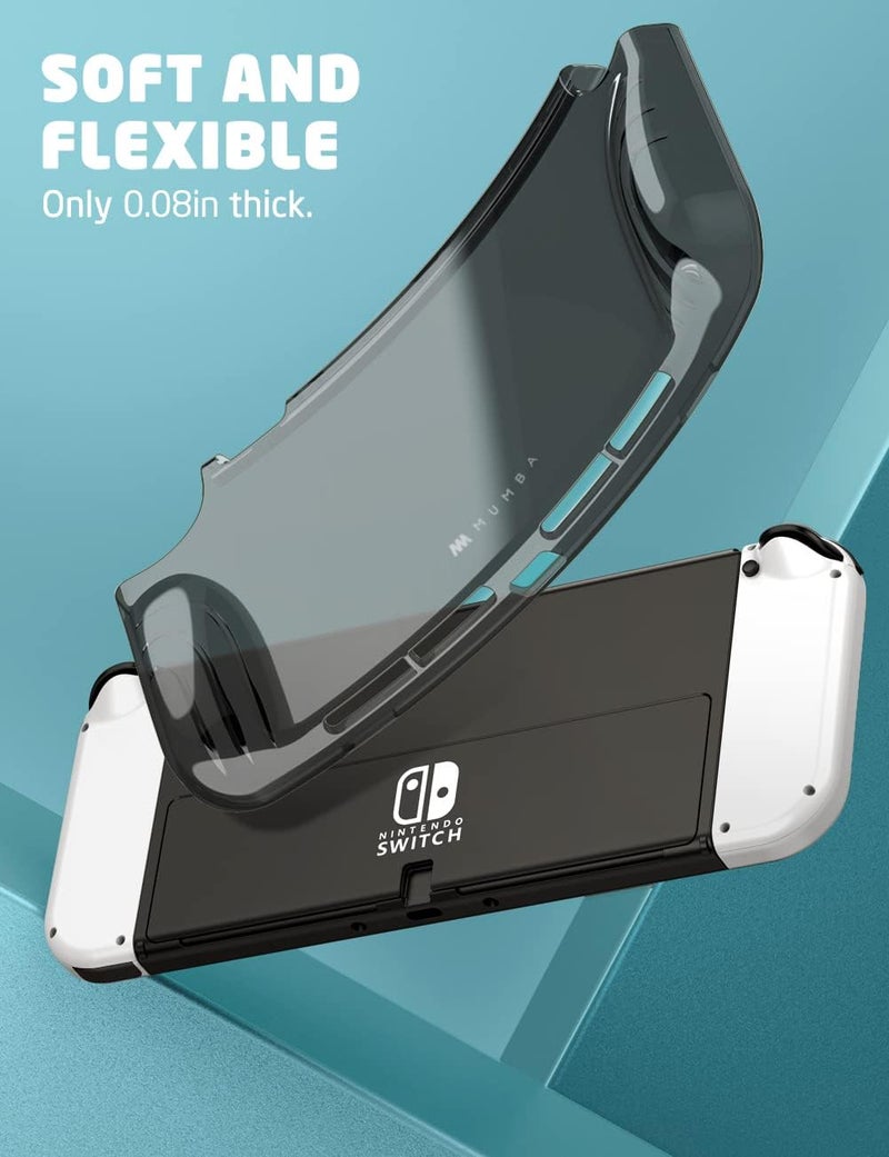 Mumba Case for Nintendo Switch OLED 2021, [Thunderbolt Series] Protective Clear Cover with TPU Grip Compatible with Nintendo New Switch OLED 7 Inch Console and Joy-Con Controller (FrostBlack) - Image 4